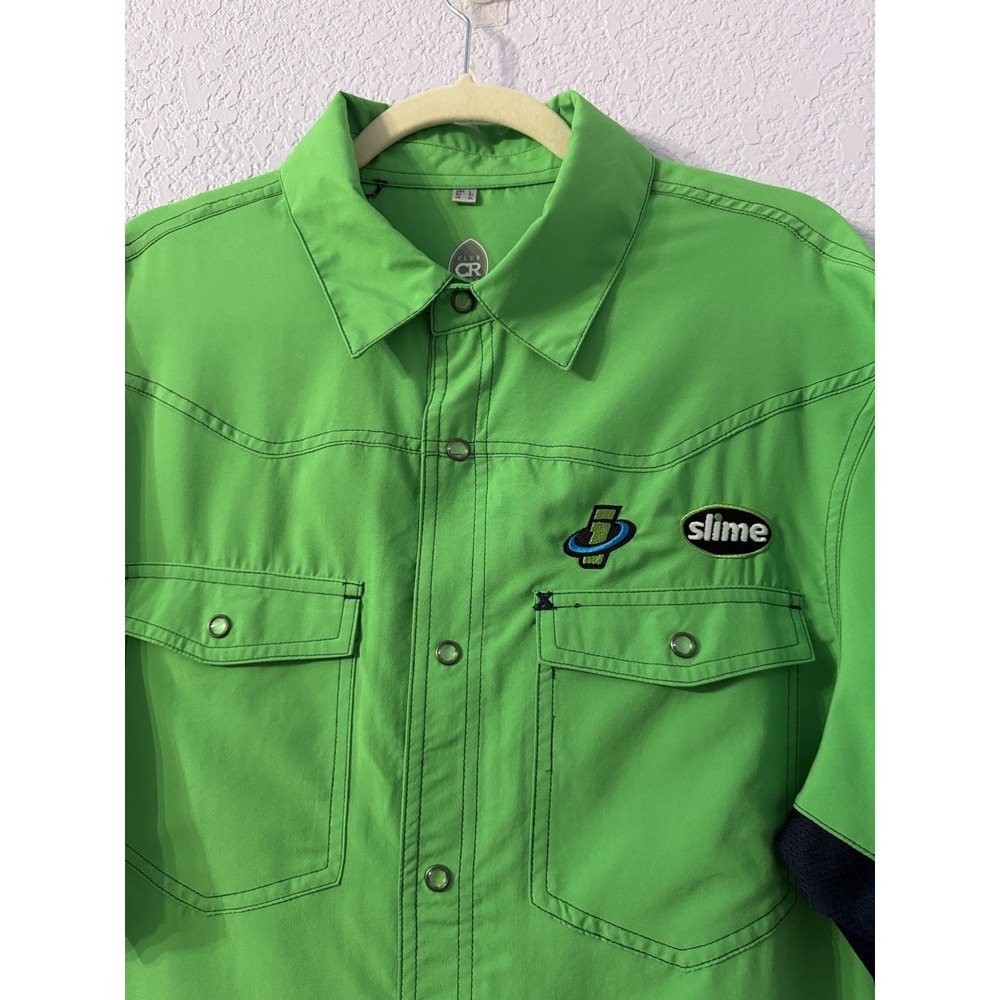 Club Ride New West Shirt Mens L Snap Button Short Sleeve Kermit Cycling Jersey